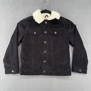 Janie Jack Sherpa Lined Corduroy Button Down Jacket Kids 5-6 Black